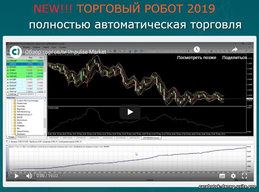 ТОРГОВЫЙ РОБОТ 2019 Impulse Market 3.0 - полностью автоматическая торговля.